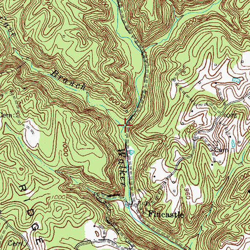 Topographic Map of Huff Cave Branch, KY