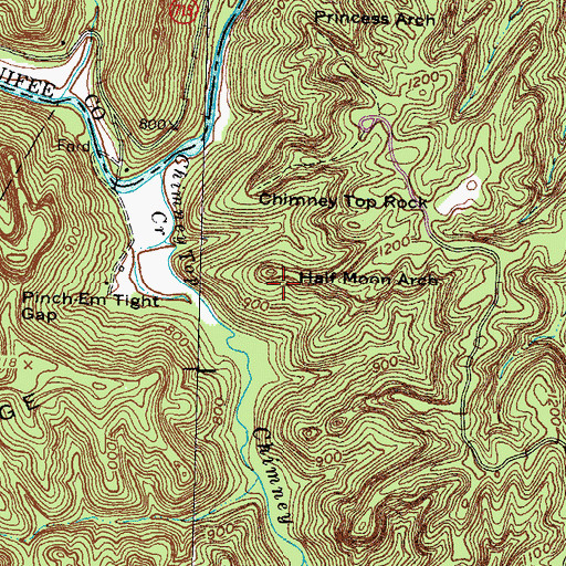 Topographic Map of Half Moon Arch, KY