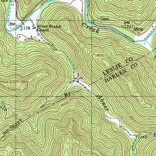 Topographic Map of Halfmile Branch, KY