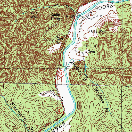 Topographic Map of Halfway Branch, KY