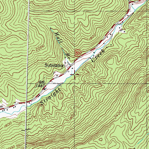 Topographic Map of Hall Branch, KY