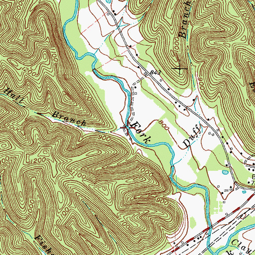 Topographic Map of Hall Branch, KY