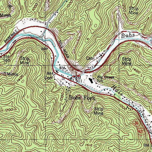 Topographic Map of Hals Fork, KY