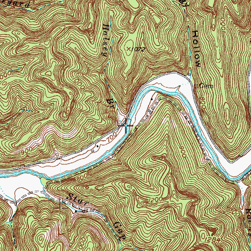 Topographic Map of Halsey Branch, KY