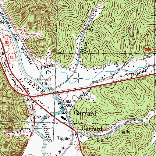 Topographic Map of Ham Branch, KY