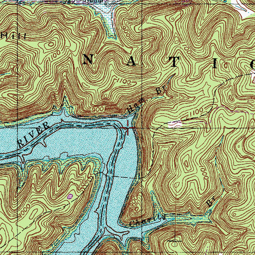 Topographic Map of Ham Branch, KY