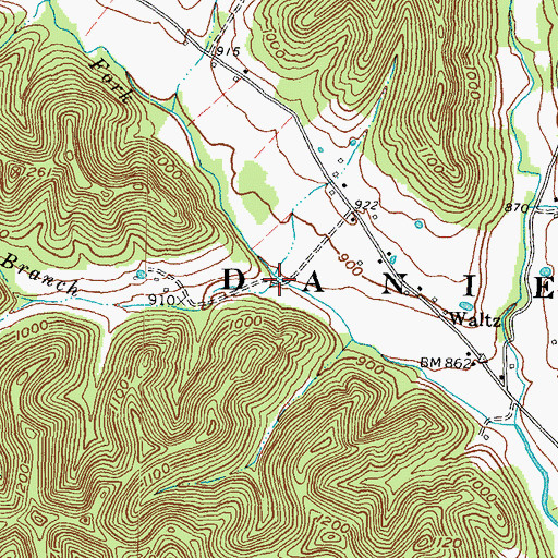 Topographic Map of Ham Branch, KY