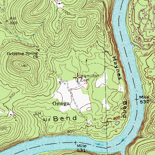 Topographic Map of Hamilton Cemetery, KY