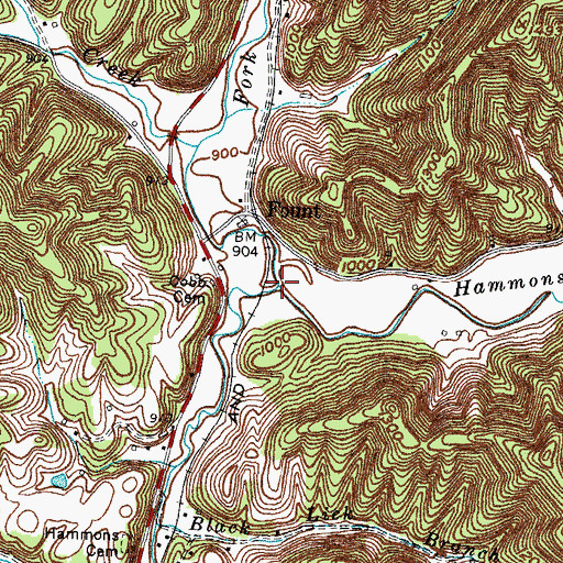 Topographic Map of Hammons Fork, KY