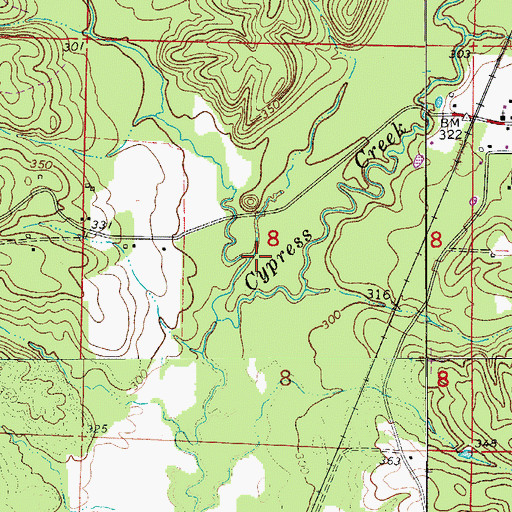 Topographic Map of Little Cypress Creek, AR