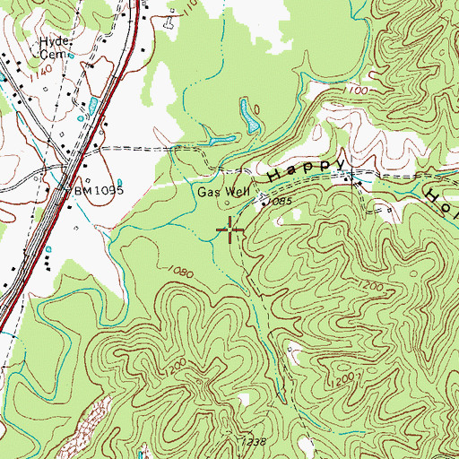 Topographic Map of Happy Hollow, KY