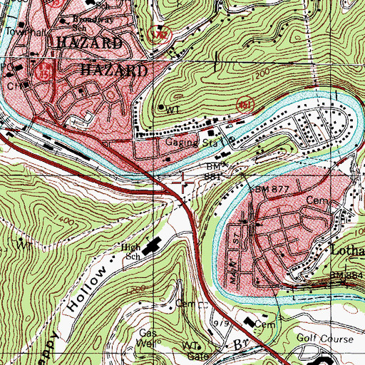 Topographic Map of Happy Hollow, KY