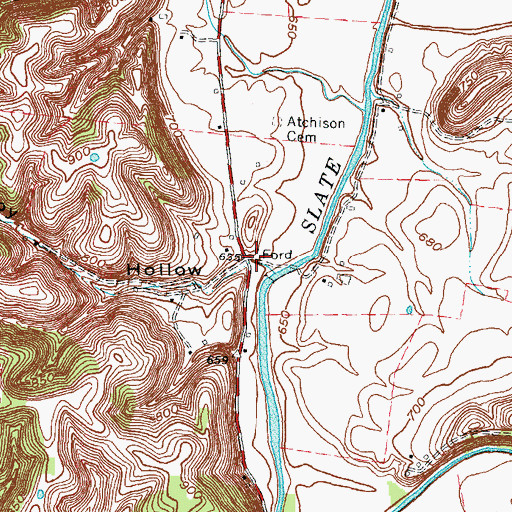 Topographic Map of Happy Hollow, KY
