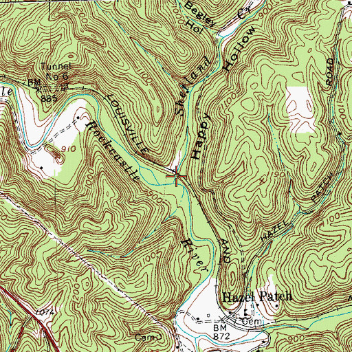 Topographic Map of Happy Hollow, KY