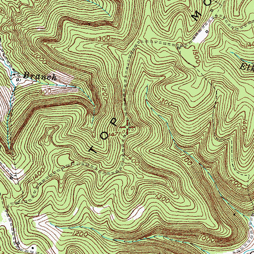 Topographic Map of Happy Top Mountain, KY