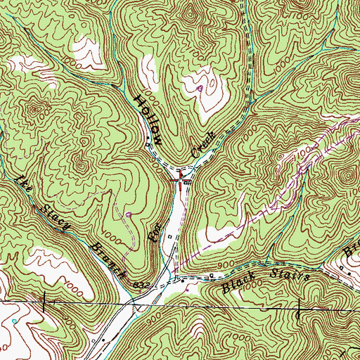 Topographic Map of Hardin Hollow, KY
