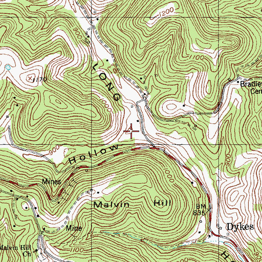 Topographic Map of Hargis Hollow, KY