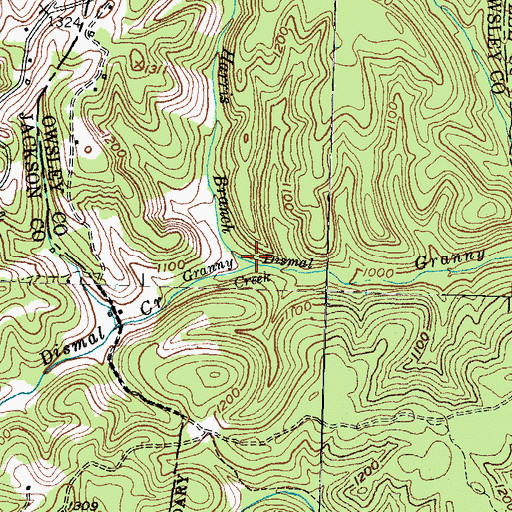 Topographic Map of Harris Branch, KY
