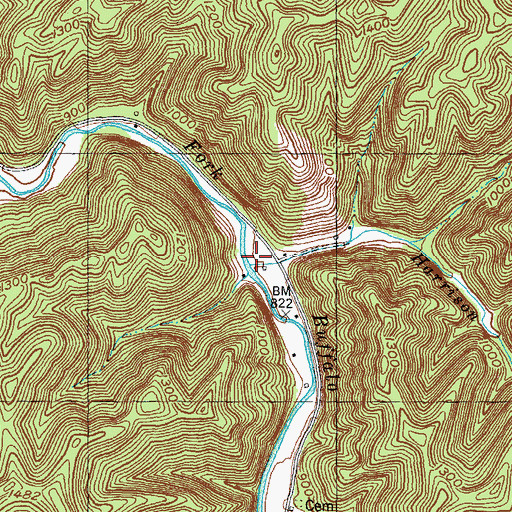 Topographic Map of Harrison Branch, KY