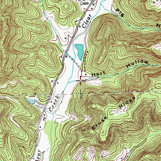 Topographic Map of Hart Hollow, KY