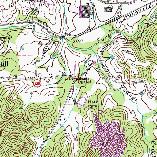 Topographic Map of Harts Chapel, KY