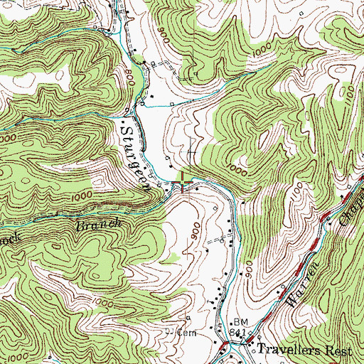 Topographic Map of Hartsock Branch, KY