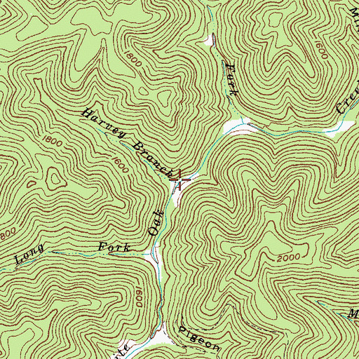 Topographic Map of Harvey Branch, KY