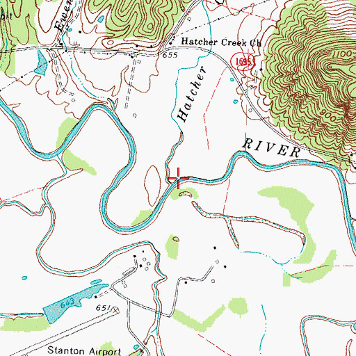 Topographic Map of Hatcher Creek, KY