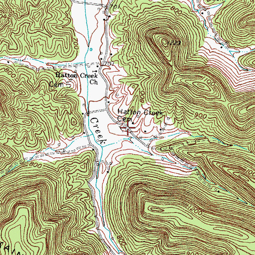 Topographic Map of Hatton Creek Cemetery, KY