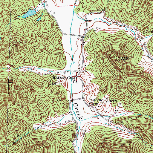 Topographic Map of Hatton Creek Church, KY