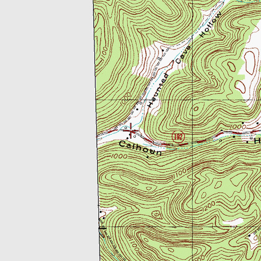 Topographic Map of Haunted Cave Hollow, KY