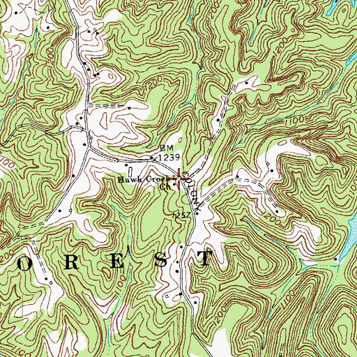 Topographic Map of Hawk Creek Church, KY