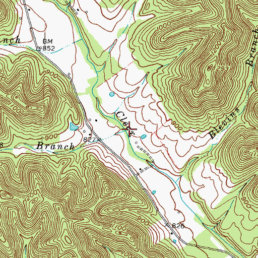 Topographic Map of Hawkins Branch, KY