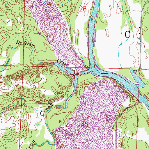 Topographic Map of Little De Gray Creek, AR