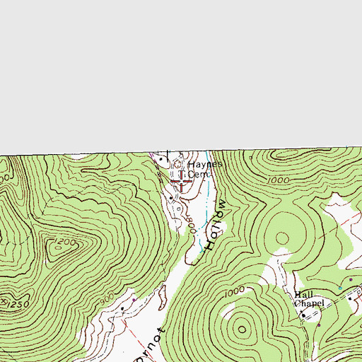Topographic Map of Haynes Cemetery, KY