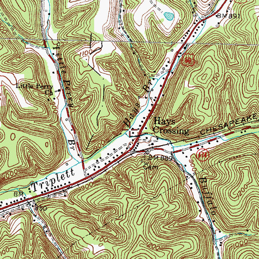 Topographic Map of Hays Branch, KY