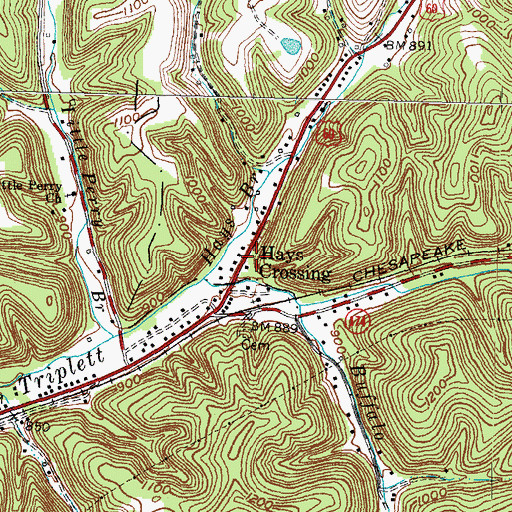 Topographic Map of Hays Crossing, KY