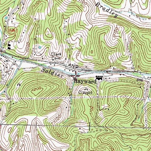 Topographic Map of Hayward, KY