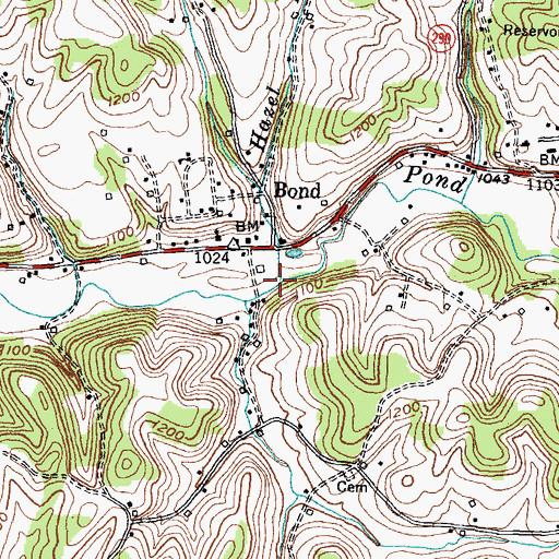 Topographic Map of Hazel Branch, KY
