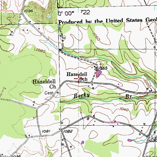 Topographic Map of Hazeldell School, KY