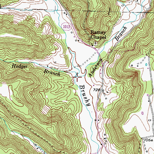 Topographic Map of Hedger Branch, KY