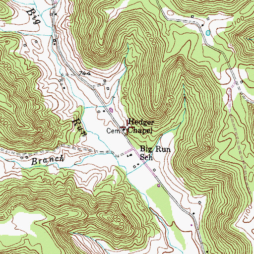 Topographic Map of Hedger Chapel, KY