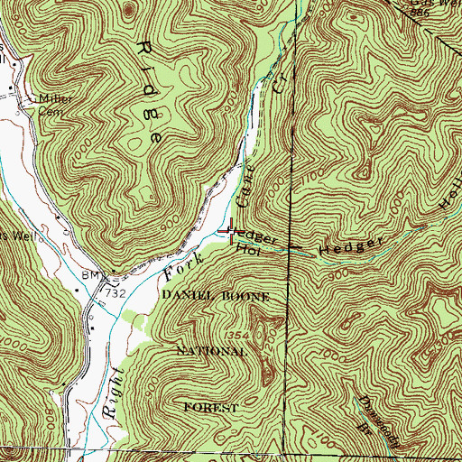 Topographic Map of Hedger Hollow, KY