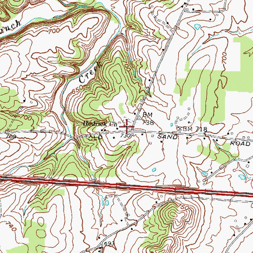 Topographic Map of Hedrick Church, KY