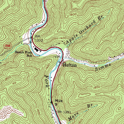 Topographic Map of Helton, KY