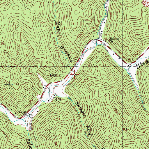 Topographic Map of Henry Branch, KY