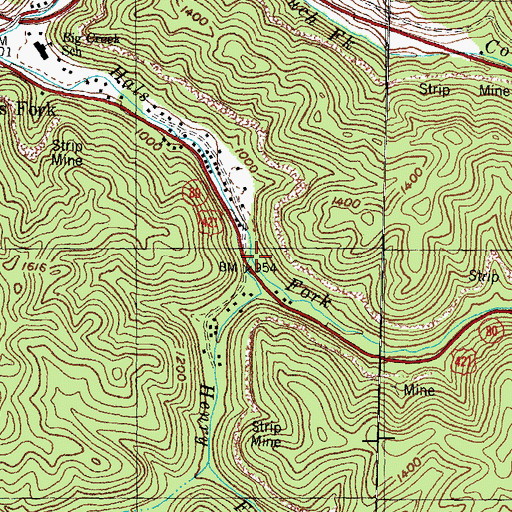 Topographic Map of Henry Fork, KY
