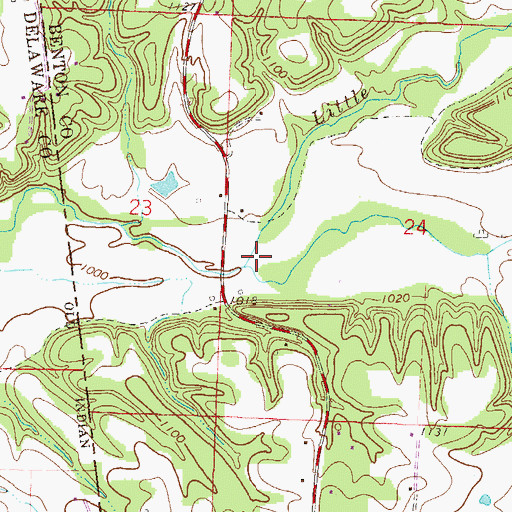 Topographic Map of Little Flint Creek, AR