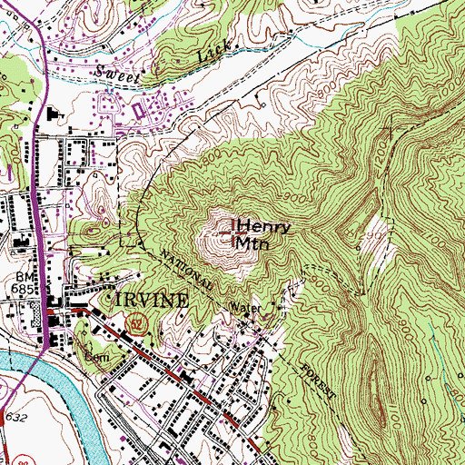 Topographic Map of Henry Mountain, KY