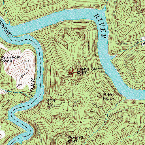 Topographic Map of Hens Nest Cliff, KY